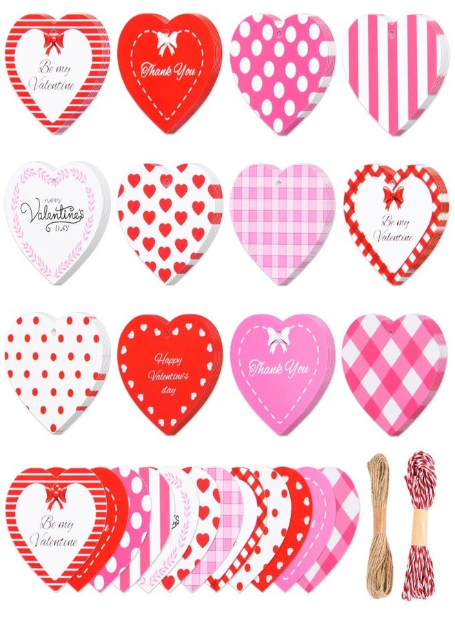 FOBSME 240 Pcs Heart Paper Gift Tags 2.36 Inch Valentine's Gift Tags Double Sided Printed Heart Hanging Tag with Twines for Valentine's Decorations, Gift Wrapping, Treat Bags, DIY Crafts(12 Styles) - Image 1